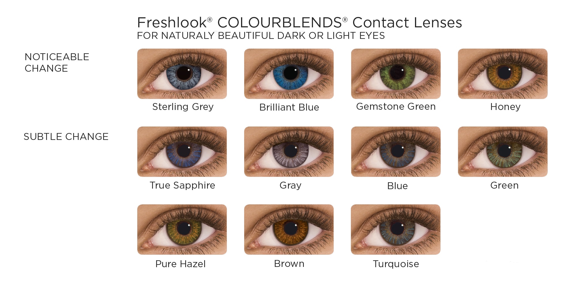 Freshlook Contacts Color Chart